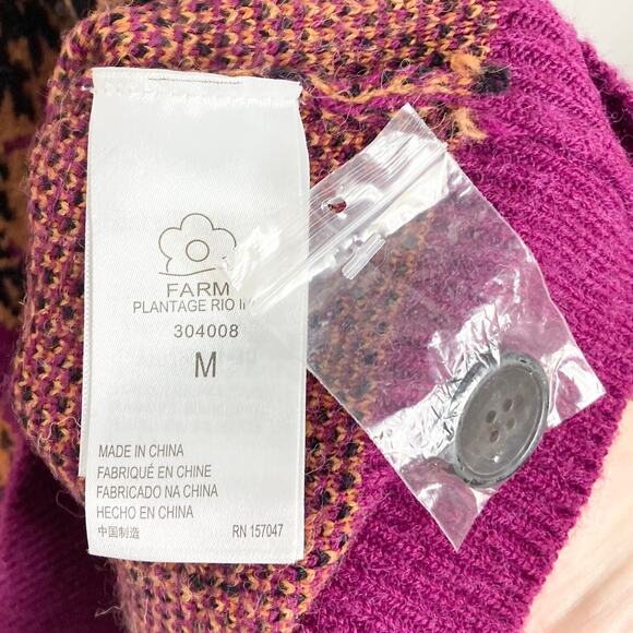 NWOT FARM RIO Cardigan M Oversized Wild-Leopards&Animal-Print Fuchsia-Pink&Brown - Picture 8 of 12